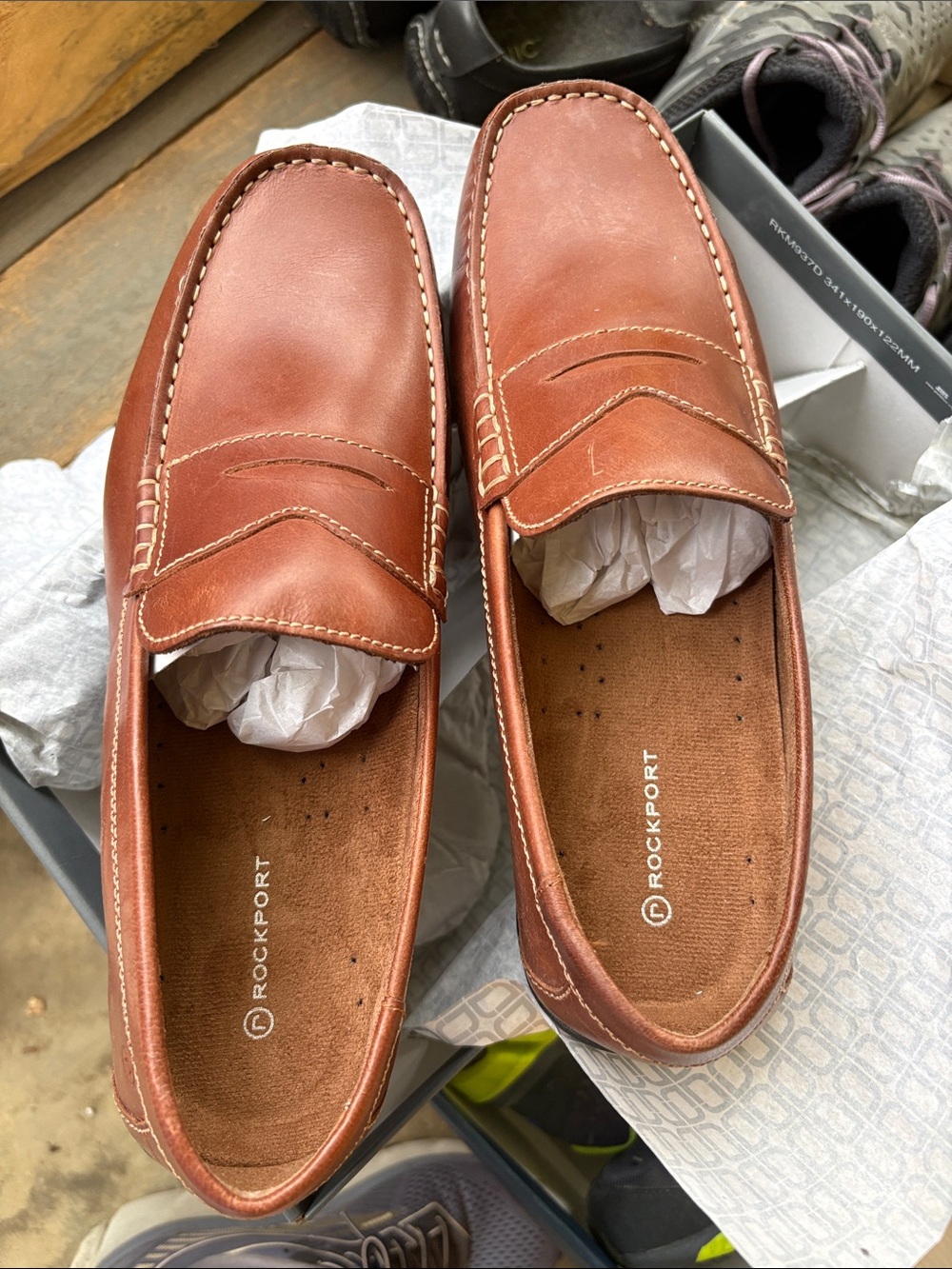 Rockport Men's Cognac Leather Penny Loafers